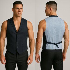 Greg Norman Men's Navy Pinstripe Suit Vest - Size 42 - EUC